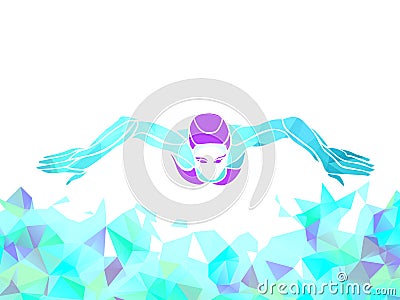Breaststroke Swimmer Female Silhouette. Sport swimming Vector Illustration