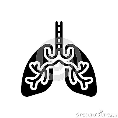 Black solid icon for Breath, lungs and health Vector Illustration