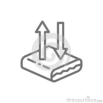 Breathable mattresses, flexibility orthopedic mattress line icon. Vector Illustration