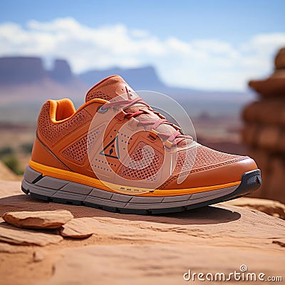 Breathable mesh running shoes for pavement and trails in summer Stock Photo