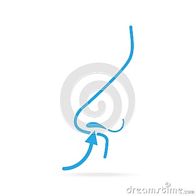 Breathing blue icon, Inhale icon Vector Illustration
