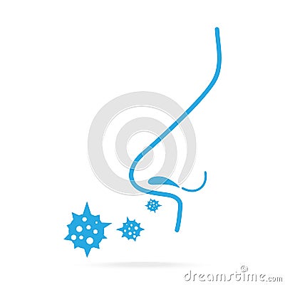 Breathing, Inhale and virus blue icon. Infection breathing concept. Medical icon Vector Illustration