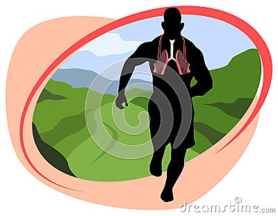 Breathing and jogging in nature Stock Photo
