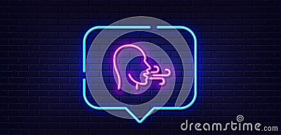 Breathing line icon. Breath difficulties sign. Neon light speech bubble. Vector Vector Illustration