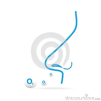 Breathing with oxygen blue icon Vector Illustration