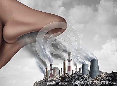 Breathing Toxic Pollution Cartoon Illustration