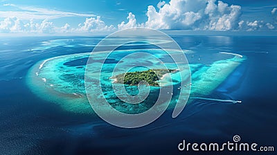 A breathtaking aerial panorama captures the beauty of Baa Atoll in the Maldives, Ai Generated Stock Photo