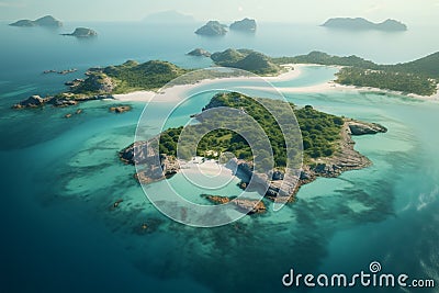 Breathtaking aerial view of a coastal. Generative ai Stock Photo