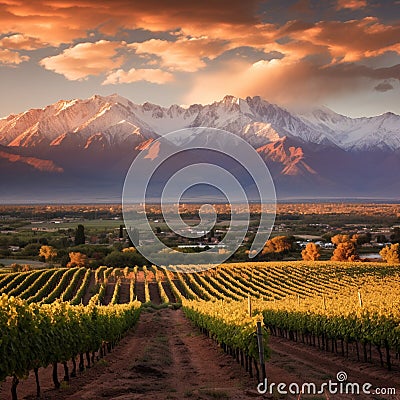 Breathtaking Beauty of Mendoza's Wine Country Stock Photo