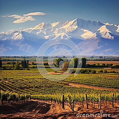 Breathtaking Beauty of Mendoza's Wine Country Stock Photo