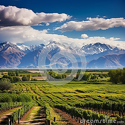 Breathtaking Beauty of Mendoza's Wine Country Stock Photo