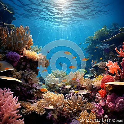 A Breathtaking Coral Reef Under Clear Waters Stock Photo