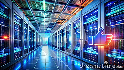 DronesEye View Captures Triumphant Data Center Infrastructure Optimized Server Racks Showcase Success Through Positive Stock Photo