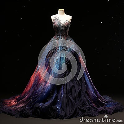 Breathtaking Evening Gown Inspired by the Celestial Realm Stock Photo