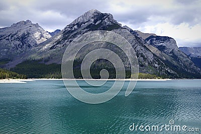 Breathtaking Lake MinnewankaGlacial lake in Alberta Canada. Stock Photo