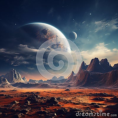 Breathtaking Moonscape with Earthrise Wallpaper Stock Photo