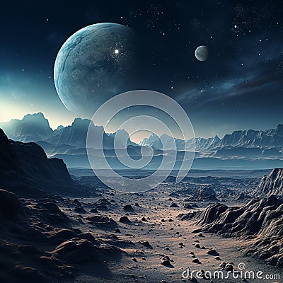 Breathtaking Moonscape with Earthrise Wallpaper Stock Photo