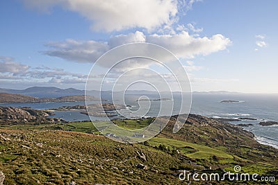 Breathtaking scene of a beautiful landmass by the ocean Stock Photo