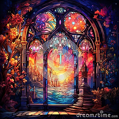 Breathtaking Stained Glass Window Stock Photo