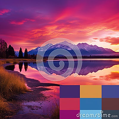 Breathtaking Sunset with Dreamlike Colors Stock Photo