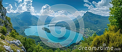 Breathtaking View Of Annecy Lake From Col Du Forclaz Stock Photo