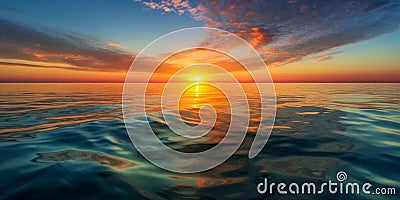 Breathtaking view of the colourful sunset over calm ocean. AI generated. Stock Photo