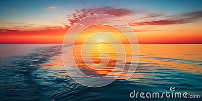 Breathtaking view of the colourful sunset over calm ocean. AI generated. Stock Photo