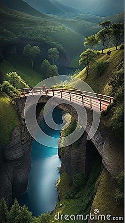 Breathtaking View of a Natural Arch Bridge illustration Artificial Intelligence Cartoon Illustration