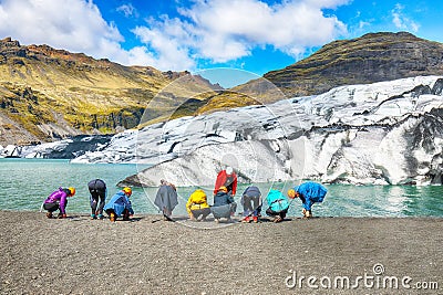 Breathtaking view on Solheimajokull glacier in Katla Geopark on Icelandic Atlantic South Coast Editorial Stock Photo