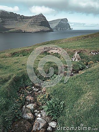 Breathtaking view of the stunning landscape of the Faroe Islands Stock Photo