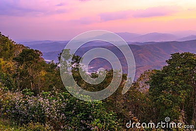 Breathtaking Views in the morning at Doi Samer Dao,Sri Nan National Park,Na Noi,Nan province,Northern Thailand.selective focus Stock Photo