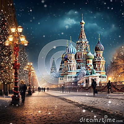 Breathtaking Winter Scene in Moscow Stock Photo