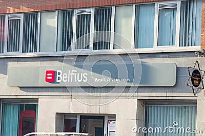 Logo and sign of Belfius Bank Editorial Stock Photo
