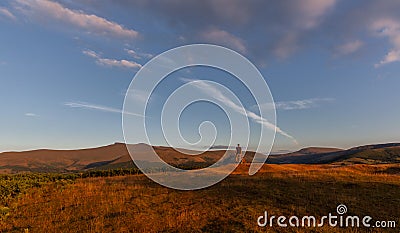 Brecon Beacons Nationalparks Wales Landscape at Sunset Stock Photo