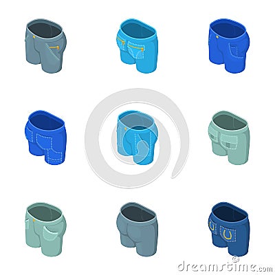 Breeches icons set, isometric style Vector Illustration