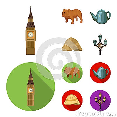 Breed dog, teapot, brewer .England country set collection icons in cartoon,flat style vector symbol stock illustration Vector Illustration