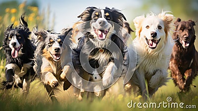 breeds multiple dogs Cartoon Illustration