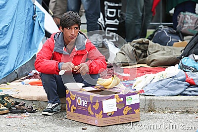 Syrian refugees at slovenian border Editorial Stock Photo