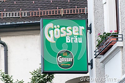 Logo and sign of Gosser Brau beer Editorial Stock Photo