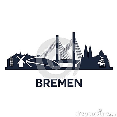 Bremen City Skyline Vector Illustration