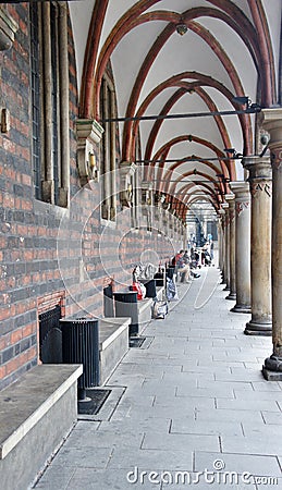 Bremen, Germany - 07/23/2015 -The Bremen city hall in the historical center of Bremen, people sitting on a bench Editorial Stock Photo