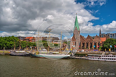 Bremen Germany, city skyline at Martinianleger Pier Stock Photo