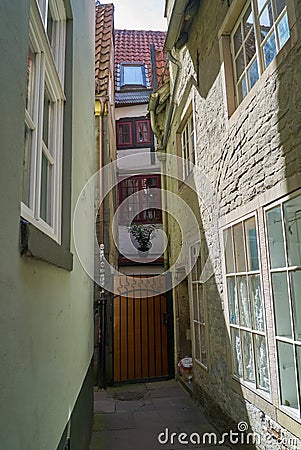 Small alley in the historic Schnoor district in Bremen, Germany Editorial Stock Photo