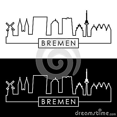 Bremen skyline. Linear style. Vector Illustration