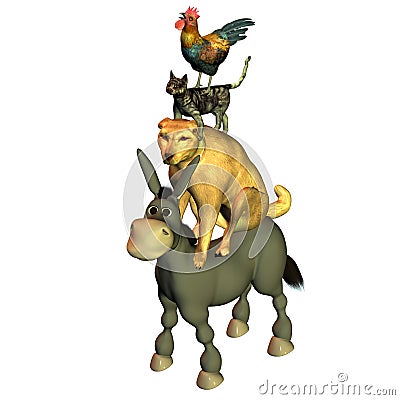 Of Bremen town musicians Cartoon Illustration