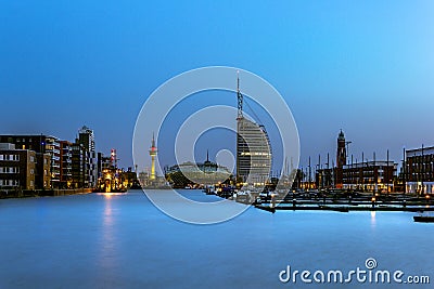 Bremerhaven at blue hour Stock Photo