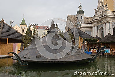 BRESSANONE, ITALY - DECEMBER 31, 2022: View of the main square of Brixen with christmas market during winter season Editorial Stock Photo
