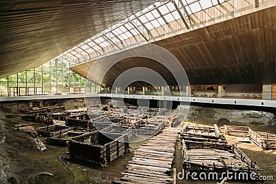 Brest, Belarus. Archaeological Monument Of East Slavic Wooden Town Of 13th Century Berestye Archeological Museum. Editorial Stock Photo