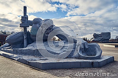 Brest, Belarus - December 28, 2016: The sculpture Thirst in War Memorial Complex Brest Hero-Fortress Editorial Stock Photo