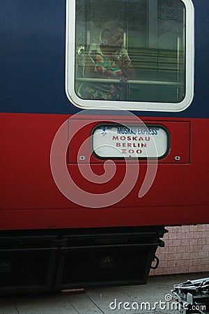 Brest, Belarus - 17th of September 2008: Belarusian polish train border, change of train wide track wheels in Brest Editorial Stock Photo